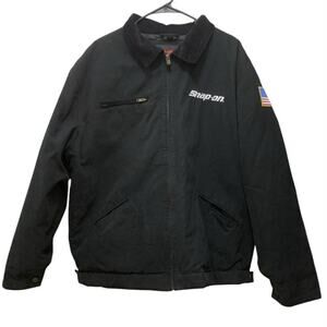 Snap-On Bomber Jacket Size XL Black Full Zip Quilt Lined Work Wear Usa